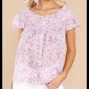 LoveShackFancy Shira Top in Purple Iris Small